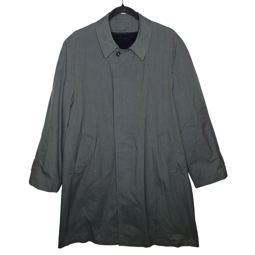 Vintage Penneys Towncraft Penn-Prest Car Coat Trench Mens 40R Plaid Lined Dapper